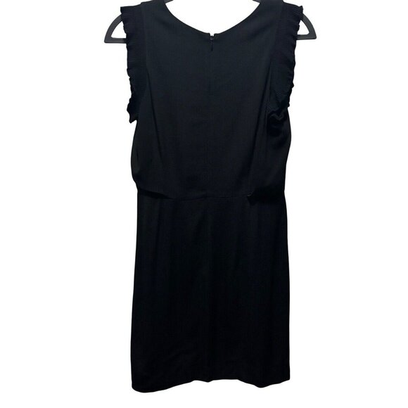 Sandro Paris Black Viscose Crepe Exposed Zipper Flutter Sleeve Dress Size 2 - Picture 3 of 10